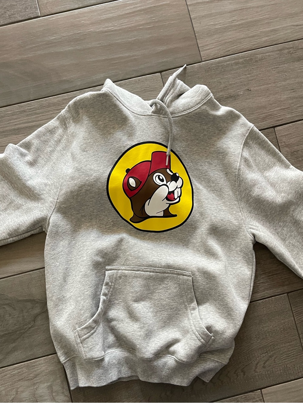 Buc-ees Gray Hoodie with Buc-ee Beaver Logo - Gray S
